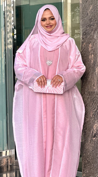 Farida- 3 piece abaya set Pink